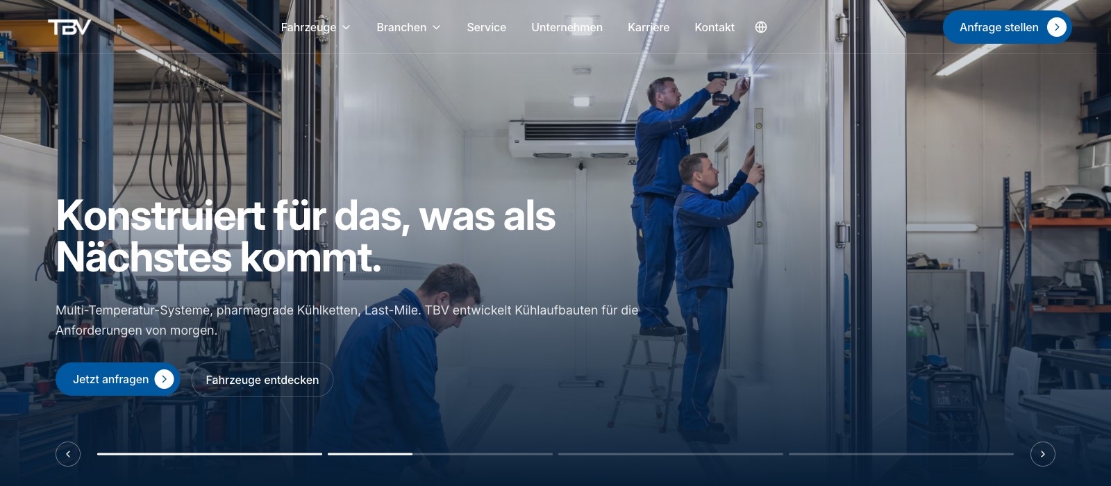 Referenz-Website TBV Kühlfahrzeuge